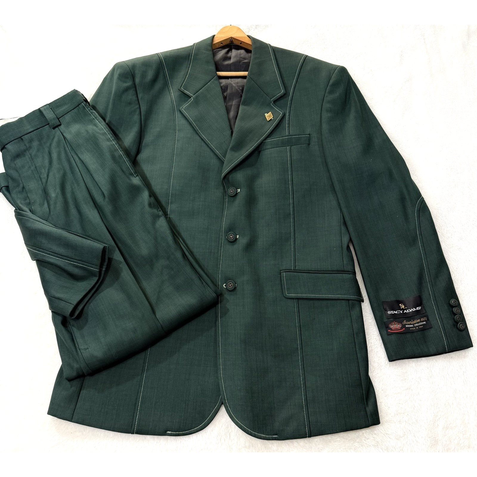 Nwt Mens Stacy Adams 2 Piece Suit Green Blazer 38r Pants 38x31 Western Vibes